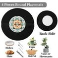thumbnail image 3 of Placemats Set of 4, Yamaziot 12" Round Placemats Heat Resistant Braid Place Mat, Fabric Woven Washable Dining Table Mats, Mandala Floral Black, 3 of 7