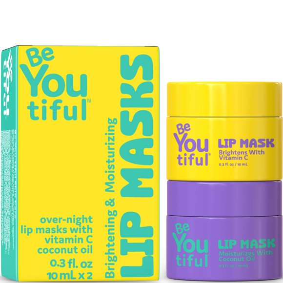 Juego de máscaras para labios de BeYOUtiful, tratamiento de bálsamo labial hidratante para labios secos y agrietados, brillo de labios para niñas y niños, cuidado de la piel para adolescentes, 2 pieza