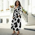 thumbnail image 3 of FKELYI Black Cow Print Fall Maxi Dress for Women Long Sleeve A-Line Flowy Dresses with Side Pockets V Neck Casual Dress for Spring Winter, L, 3 of 6
