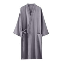 snilers Mens Robe Men Kimono Bathrobe Spa Sauna Yukata 3/4 Sleeve Nightgown Sleepwear Casual Solid Loungewear