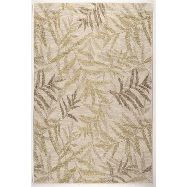 Tapis Intérieur/extérieur 8 Pieds x 10 Pieds à Séchage Rapide Floral Ivoire Sable