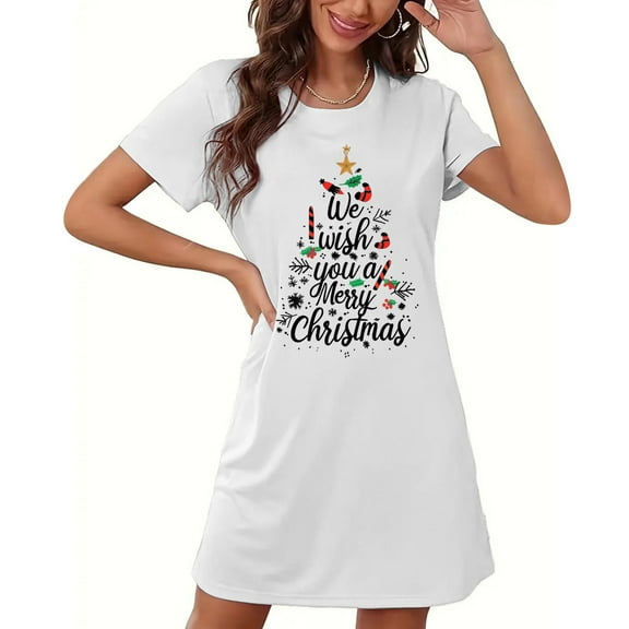 Censtreet Halloween Sleep Shirts for Women Short Sleeve Night Shirts for Sleeping Pullover Nightgown Soft Nightdress