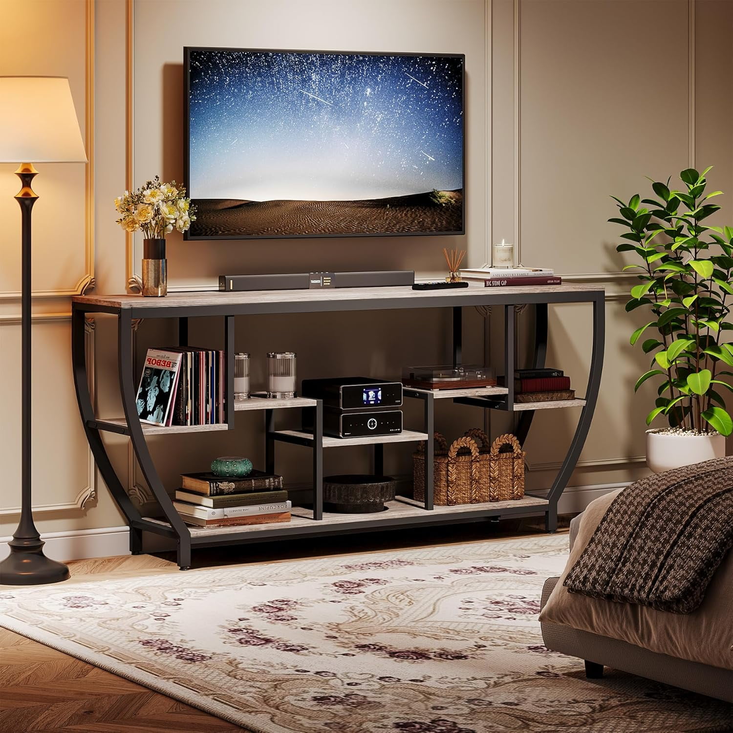 Tribesigns TV Stand for Televisions up to 80 Inches, 70.9 Inches Entertainment Center with Storage Shelves, Wood TV Media Console Table Unit for Living Room, Bedroom