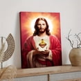 thumbnail image 6 of Sacred Heart Jesus Painting God Poster Wrapped Wooden Frame Wall Decor,,Canvas Wall Art for Living Room,Bedroom,Office,Ready to Hang, 6 of 6