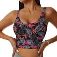 thumbnail image 2 of Haiem Colorful Hawaii Palms Pattern Womens Sports Bra - U Neck Padded Low Impact Yoga Bra Workout Crop Top Gym Moisture-Wicking Workout Vest -Large, 2 of 9