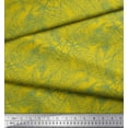thumbnail image 2 of Soimoi Yellow Modal Satin Fabric Artistic Leaves Fabric Prints By Yard 42 Inch Wide, 2 of 3