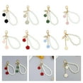 thumbnail image 2 of Trendy Pearls Chain and Rose Keychain with Alloy Clasp Rustproof Key Holder Resin Flower Keyring Elegant Bag Charm, 2 of 9
