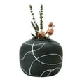 thumbnail image 7 of Creative Co-Op Round Decorative Terra-cotta Vase with Hand-painted Intersecting Lines, Black and White, 7 of 7