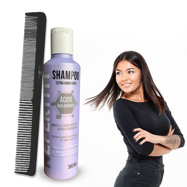Shampoo Ácido Hialurónico Nefertiti – Hidratante Intenso para Cabello Seco, Daños y Frizz – Brillo y Suavidad Profesional