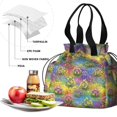 thumbnail image 4 of Pioneer Flower Floral Print Pattern Drawstring Lunch Bag Women - Drawstring Lunch Bag Insulated for Work Office - Stain-Resistant Large Lunchbags for Women with Multi-Pockets, 4 of 6