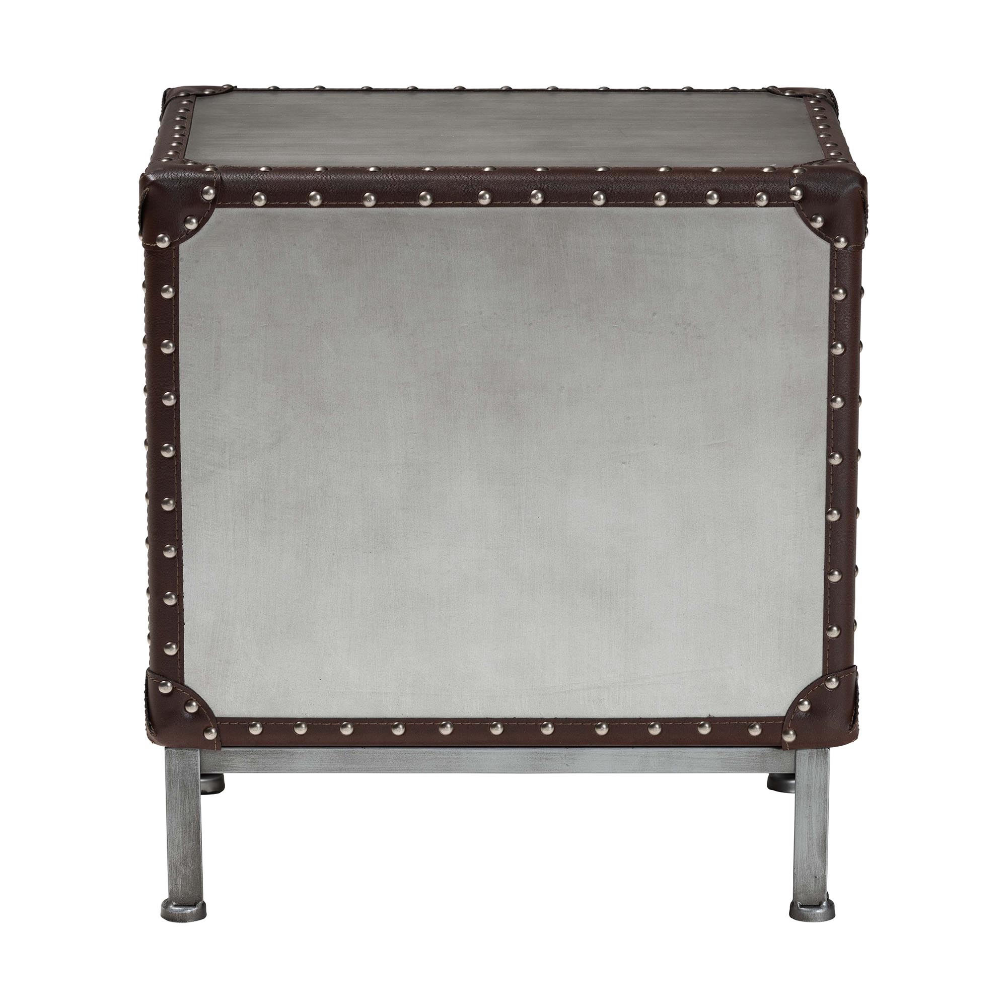 Baxton Studio Jacey Vintage End Table, 2-Drawer, Silver