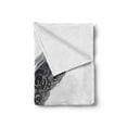 thumbnail image 2 of Grey Soft Flannel Fleece Throw Blanket, Image of a Dated Antique Classical Quill Pen Feather with Leaf Motifs on Side, Cozy Plush for Indoor and Outdoor Use, 50" x 60", Grey Black, by Ambesonne, 2 of 6