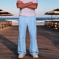 thumbnail image 6 of Mens Baggy Bootcut Sweatpants Wide Leg Flared Stretch Elastic Waist Drawstring Cotton Lounge Workout Casual Pants Light Blue S, 6 of 7