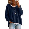 thumbnail image 2 of Women's Drop Shoulder Long Sleeve Drawstring Loose Knit Hooded Pullover Sweater L, 2 of 6