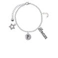 thumbnail image 2 of Delight Jewelry Silvertone Capital Letter - P - Pebble Disc - Silvertone Dream Big Charm Bracelet, 7.5+2" Extender, 2 of 4