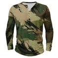 thumbnail image 4 of Dagegui Camo Henley Shirts for Men Long Sleeve Camouflage Pullover Shirt Big and Tall Crewneck Button Tees Tops Casual Fall Daily T-Shirts Army Green 4XL, 4 of 4