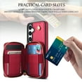 thumbnail image 4 of Compatible with Samsung Galaxy S24/S25 5G Wallet Phone Case Tempered Glass Screen Protector Wrist Crossbody Strap Stand Credit Card Holder RFID Slot Cell Cover for S 24 24S 25 25S Women Girls Red, 4 of 10