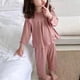 thumbnail image 2 of Odeerbi 2-8 Años Niñas Pijama de Verano de Algodón Lechuga Trim Tops Manga Larga Pantalones Conjunto Suave Rib Knit Sleepwear Dos Piezas Pijama Set, 2 of 4