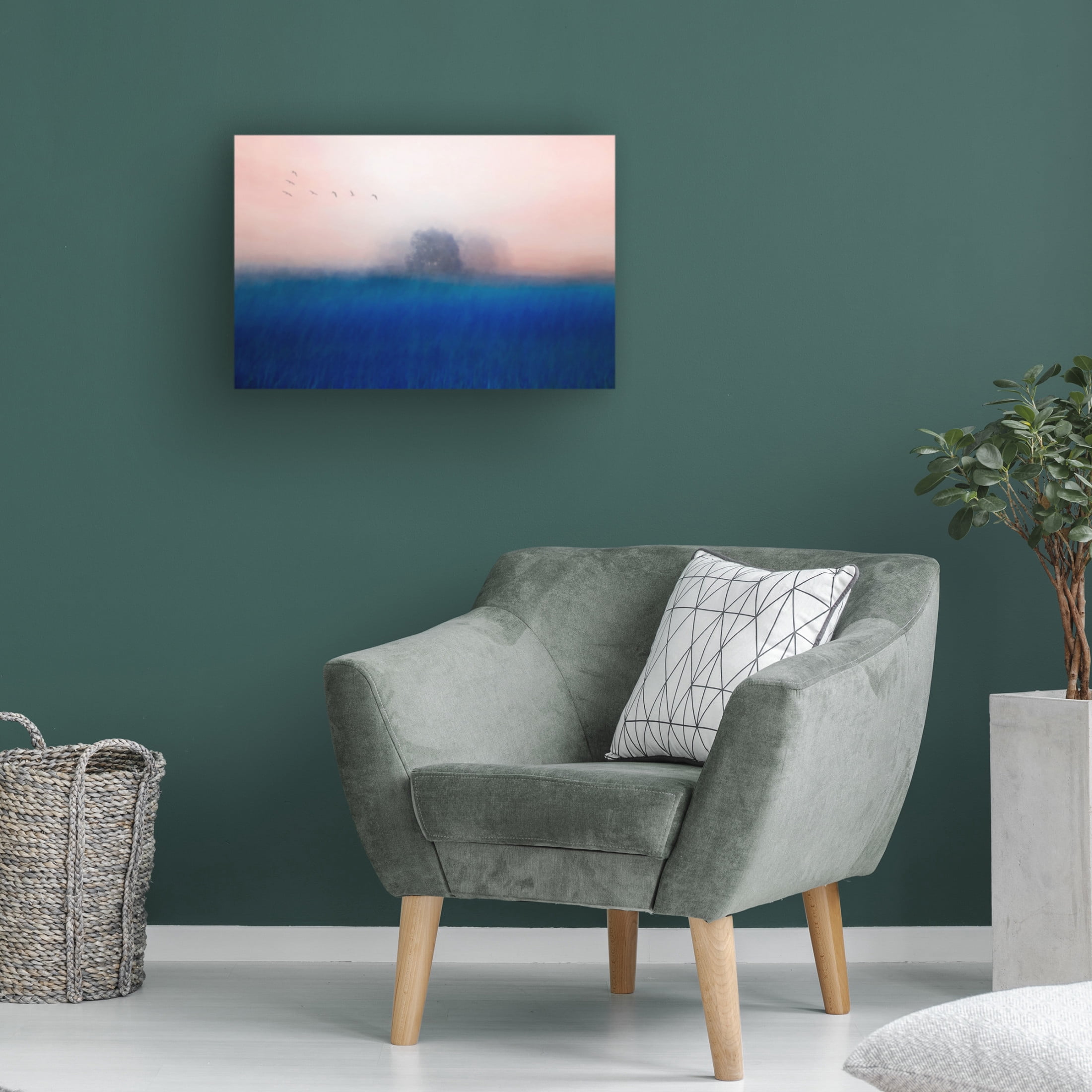 Canvas Wall Art - Chung Gook 'The Tree On The Blue' Wall Art for Living Room, Bedroom, or Office D?cor by Trademark Fine Art - 32 x 22 Inches