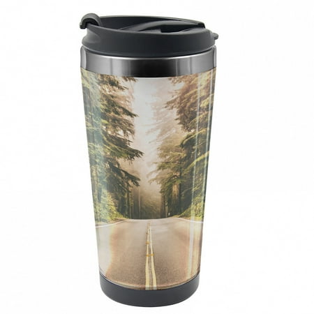 

Adventure Travel Mug California USA Roads Steel Thermal Cup 16 oz by Ambesonne