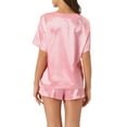 thumbnail image 3 of INSPIRE CHIC Women's Satin Pajama Set Spring Summer Short Sleeve Pullover T-shirt with Shorts Sleepwear L Pink, 3 of 6