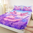 thumbnail image 3 of Homewish Cute Cartoon Axolotl Twin Sheet Sets,Flower Butterflies Pattern Twin Fitted Sheet,Purple Floral Pink Salamander Flat Sheet For Girls Kids,Luxury Bedroom Decor,3-Piece, 3 of 7