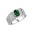 thumbnail image 4 of Rylos 14K White Gold Classic 8X6MM Oval Green Sapphire & Sparkling Diamond Ring - Birthstone Jewelry for Men -Size 10, 4 of 8