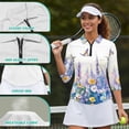 thumbnail image 6 of Uorisanigo Flower Butterfly Women's 3/4 Sleeve Golf Top Size S Comfortable Fashion Quick Dry Athletic Polo Shirts with Zip Up Collar Versatile Casual Tennis Tops Breathable for Women, 6 of 7
