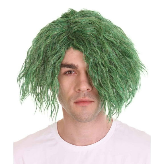 HPO Adult Men's Premium Green Costume Wig – Breathable Capless Design, Flame-Retardant Synthetic Hair