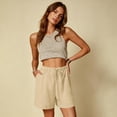 thumbnail image 5 of Cotton Linen Shorts for Women Plus Size Drawstring Elastic Waist Summer Beach Vacation Bermuda Shorts with Pockets, L, 5 of 7