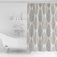 thumbnail image 2 of Grey and Shower Curtain, 60" x 72", Khaki Olive Leaf Texture Watercolor Waterproof Bathroom Curtain Washable Shower Curtain Set with 12 Hooks, 2 of 6