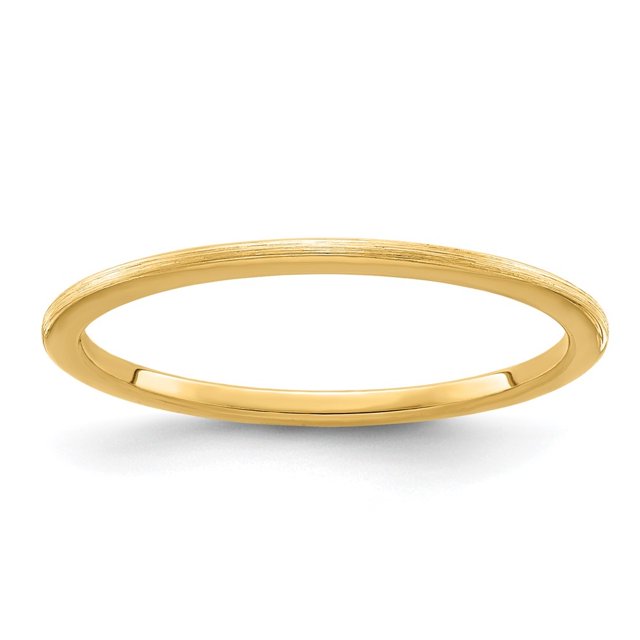 Diamond2Deal 14k Or Jaune 1.2mm Demi-Rond Satin Femme Empilable Taille 9.5