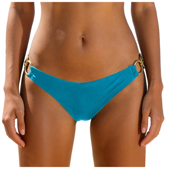 vigerkar Women O Ring Bikini Bottoms Full Coverage Swimsuit Bottom Low Waist Low Rise Bathing Suit (Sky Blue, M)