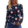 thumbnail image 5 of Mfakffe Christmas Womens Shirts Long Sleeve Crew Neck Tops Casual Christmas Graphic Shirt Lightweight Pullover Tee, 5 of 5