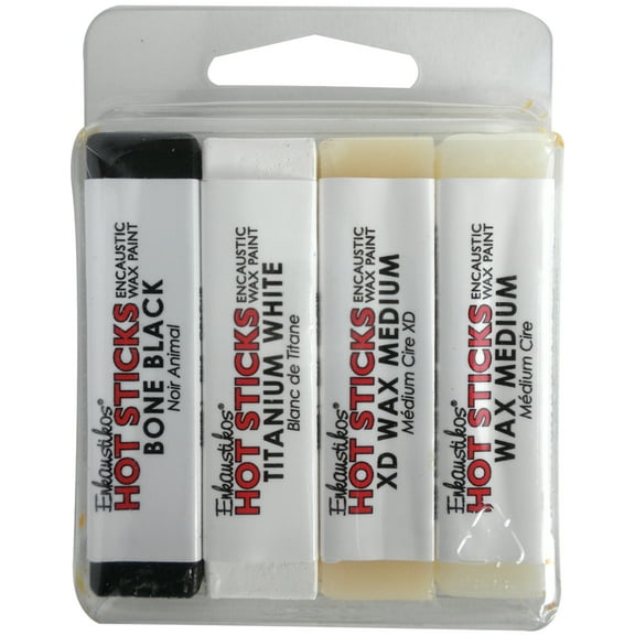Enkaustikos Hot Sticks Set, 4-Sticks, Basic Colors