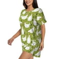 thumbnail image 2 of Kdxio Lovely Chickens Print Pajamas Sets for Women Short-Sleeved Pjs with Lounge Shorts Two Piece Sleepwear S-4XL, 2 of 8