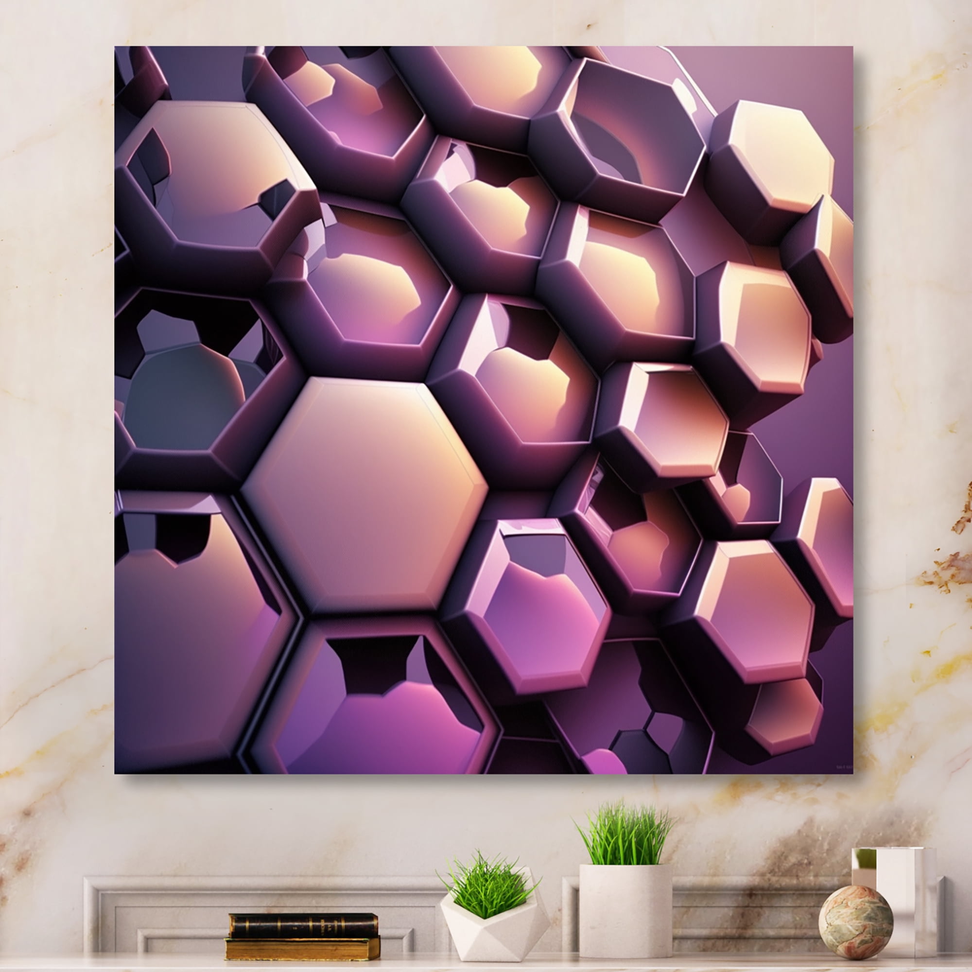 Designart Abstract Geomtric Purple II Canvas Wall Art