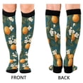 thumbnail image 4 of FORMRS Womens Knee High Socks Casual Long Thick Travel Daily Wear, 2 Pairs, Green Floral Orange, 4 of 6