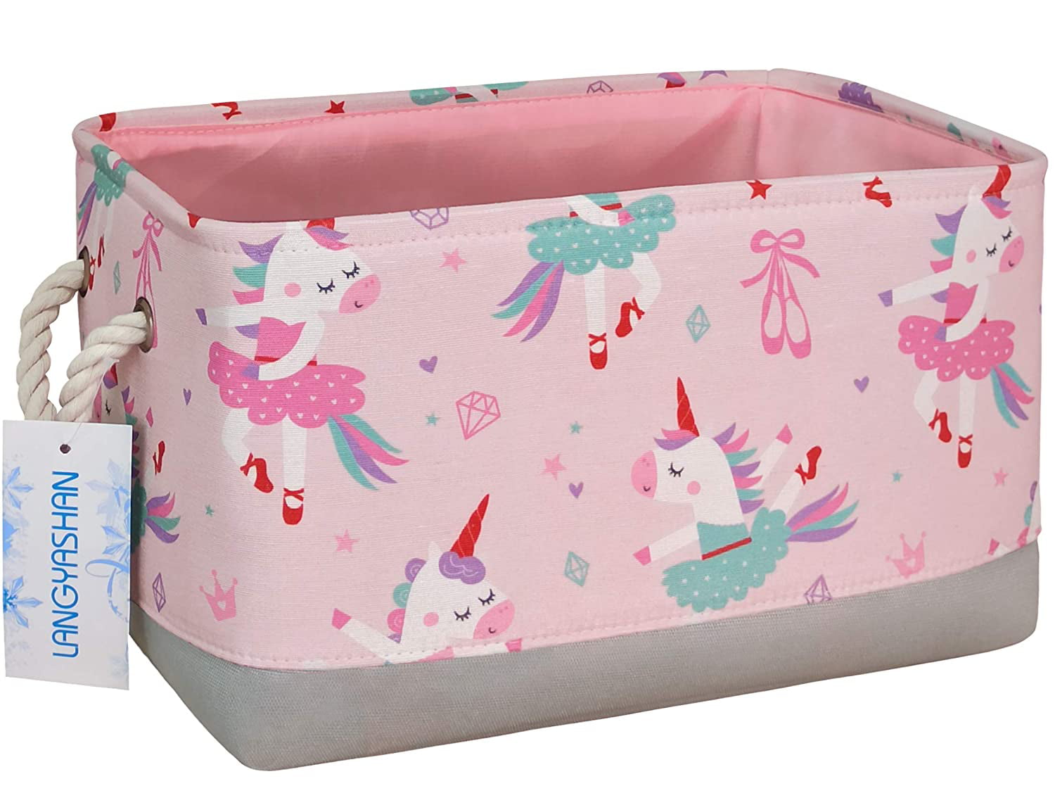 Bacati Botanical Girls Nursery Fabric Storage Caddy with Handles Pink