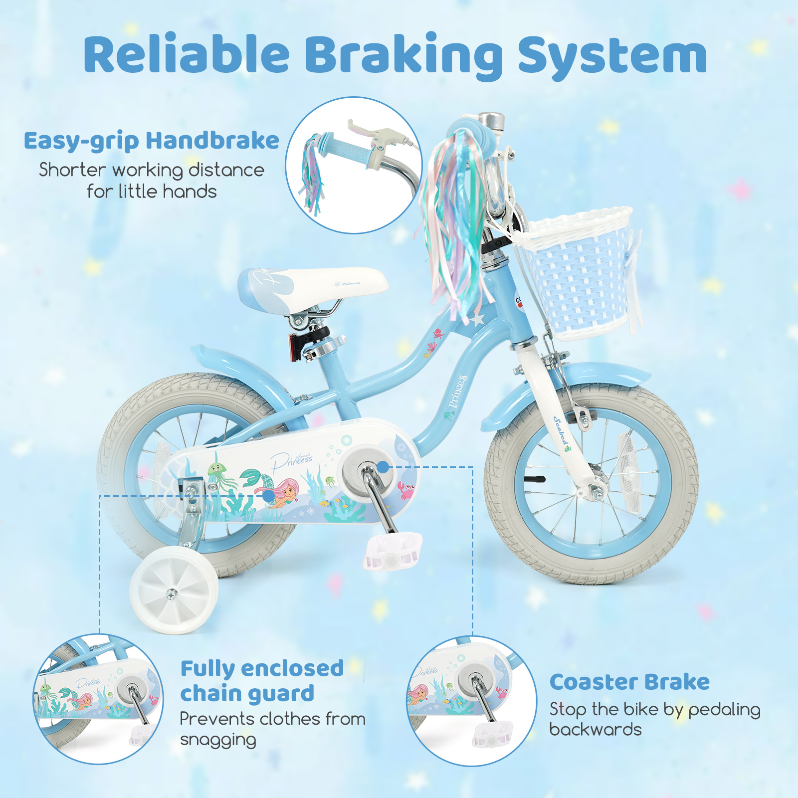 Costway 12" Kids Bike with Removable Basket and Streamers photo 7