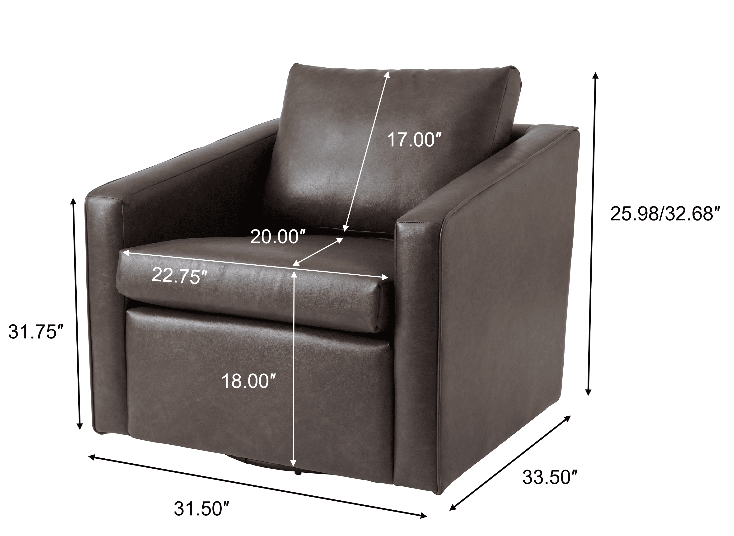 Better Homes & Gardens Steele Swivel Chair, Dark Espresso Faux Leather