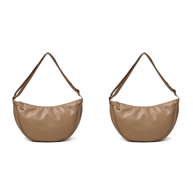 Bolso Crescent para Mujeres Y Hombres Hombro Con Bolsillo Interior Hobo PU El (caqui)
