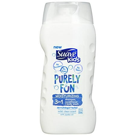 Suave Kids 3 In 1 Shampoo + conditioner+ Body Wash Purely Fun, 12 Ounce