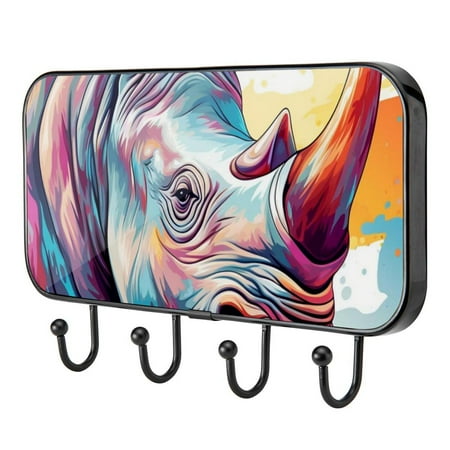 

Rhinoceros Animals Self Adhesive Towel Coat Wood Iron Hooks for Home Keys Door Outdoor Home Improvement Utility Hook