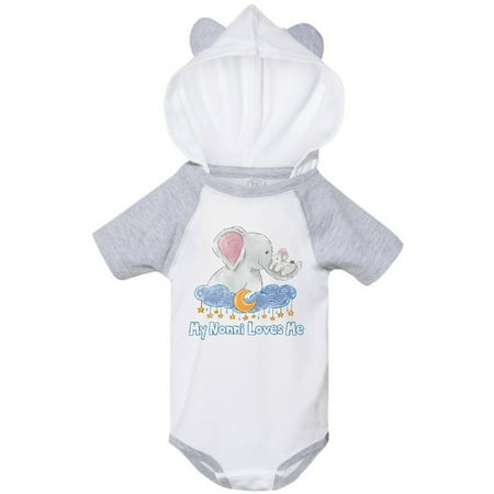 

Inktastic My Nonni Loves Me Cute Elephants Clouds Moon and Stars Gift Baby Boy or Baby Girl Bodysuit
