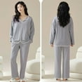 thumbnail image 3 of Seductiva Clothing Summer Sleepwear Shirt Women's Petite Pajama Set Petite Length Tunic Top Wide Leg Pants Sleepwear Pjs Sets Lounge Set, 3 of 9