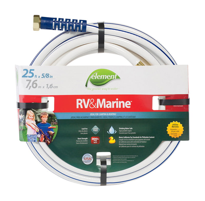 in. Element ELMRV58025 RV/Marine Camping & Boating Water Hose 25 L ft.x5/8 Dia 