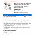 thumbnail image 2 of Front and Rear Wheel Hub and Bearing Kit - Compatible with 2013 - 2018 Mercedes-Benz SL63 AMG Base 2014 2015 2016 2017, 2 of 2