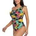 thumbnail image 2 of Haiem Angry Shark Pattern Women's One Piece Swimsuits Tummy Control One Shoulder Bathing Suits Ruffle Swimwear-X-Large, 2 of 8