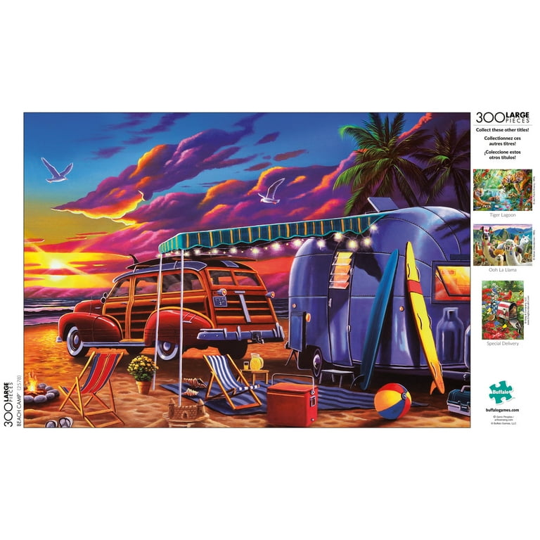 Buffalo Games Beach Camp 300 Piece Large Piece Jigsaw Puzzle - Family Fun Activity